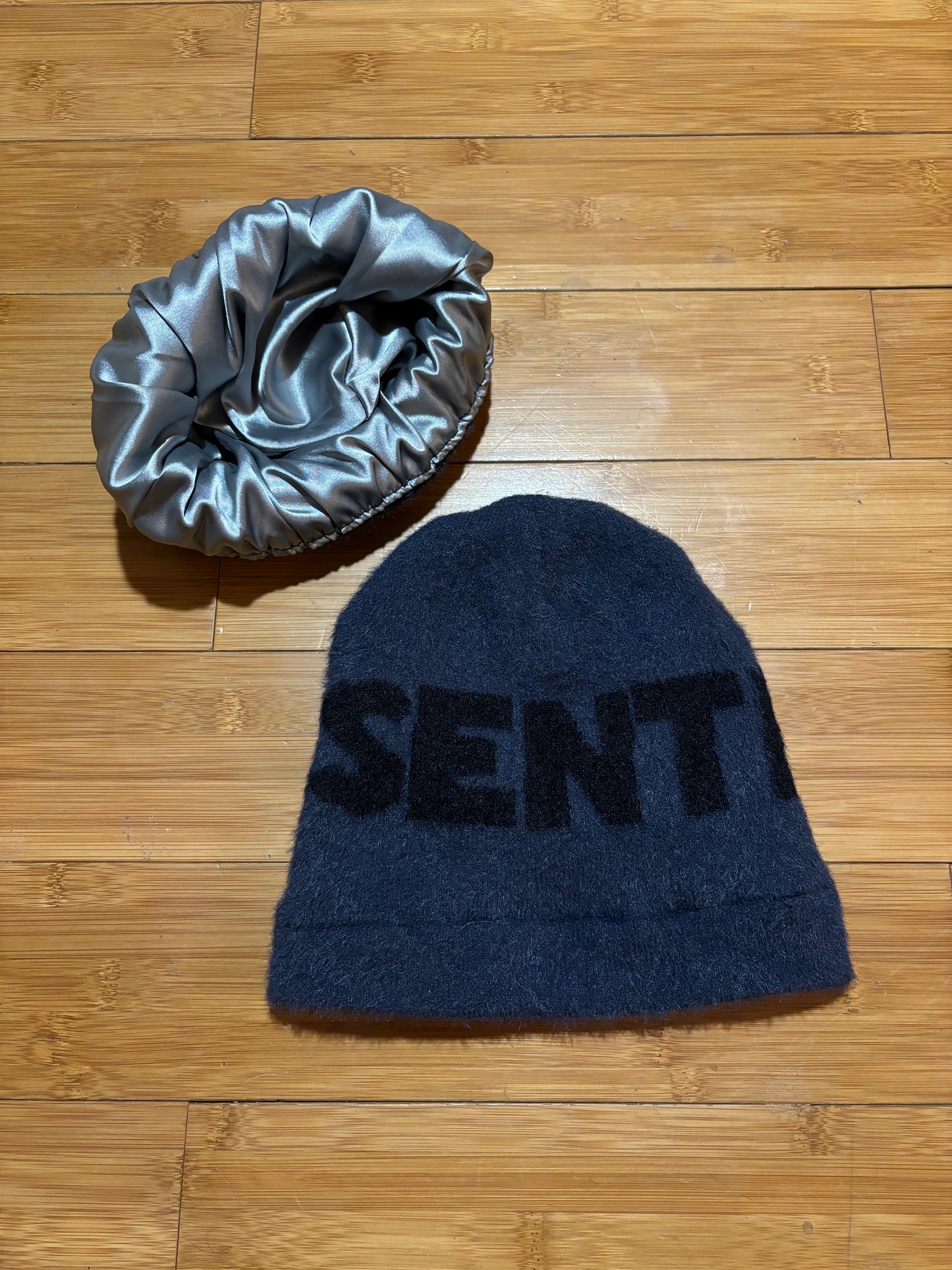 Blue-Gray Satin Lined Mink Fur Beanie